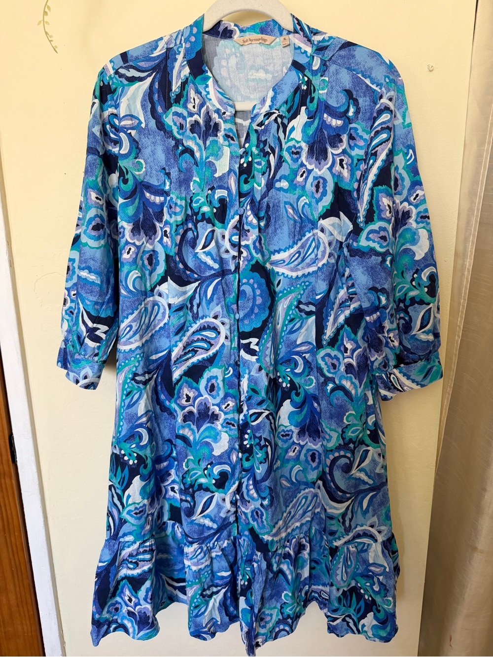 Soft Surroundings “Island Sun Paisley Blue”Midi Dress - Picture 2 of 10
